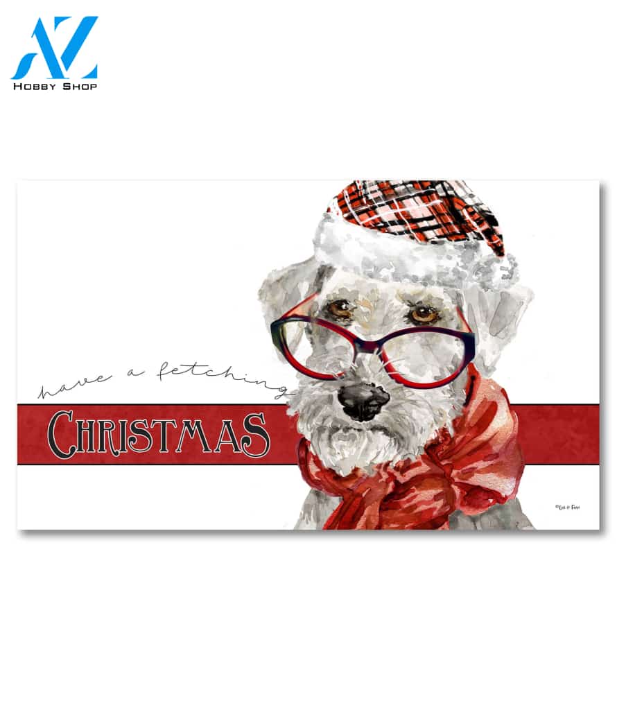 Fetching Christmas Schnauzer Doormat - 18" x 30"