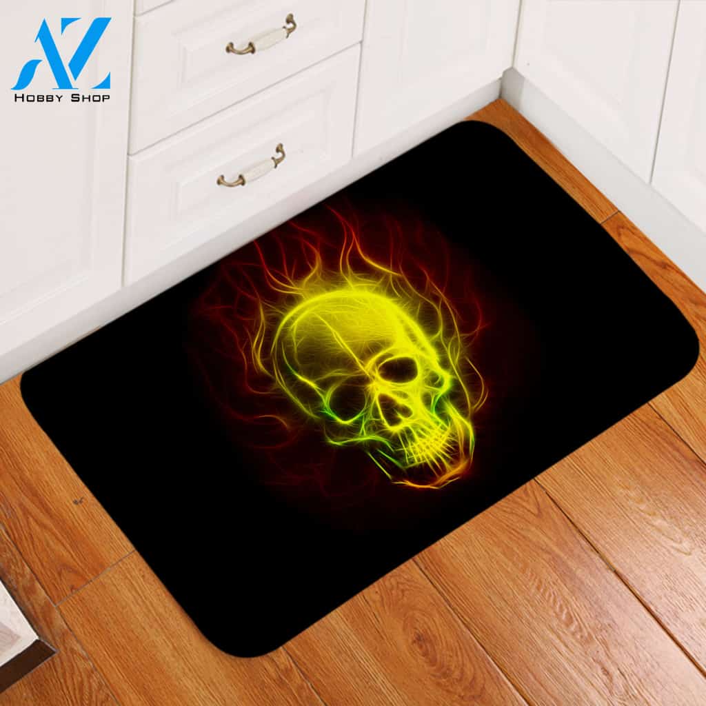 Fiery Skull Door Mat
