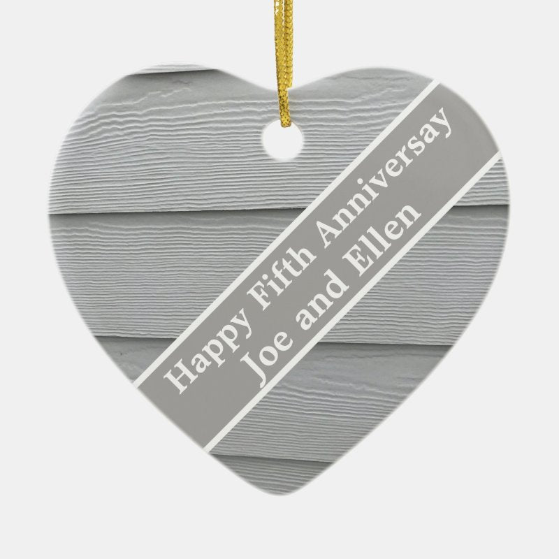 Fifth Wedding Anniversary Editable Ceramic Ornament