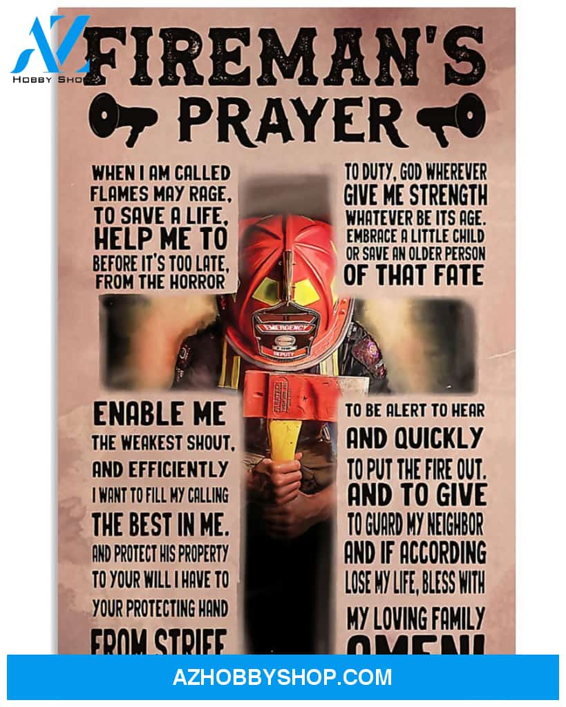 Firefighter Fireman'S Prayer Matte Canvas