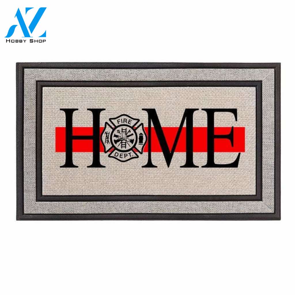Firefighter Red Line Home Indoor and Outdoor Doormat Welcome Mat House Warming Gift Home Decor Funny Doormat Gift Idea