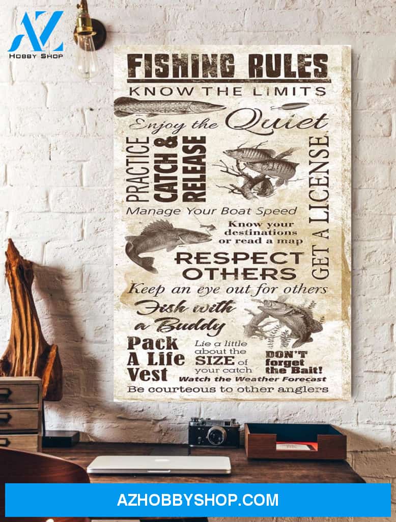 Fishing Rules Know The Limits Vertical Wall Art Canvas Prints