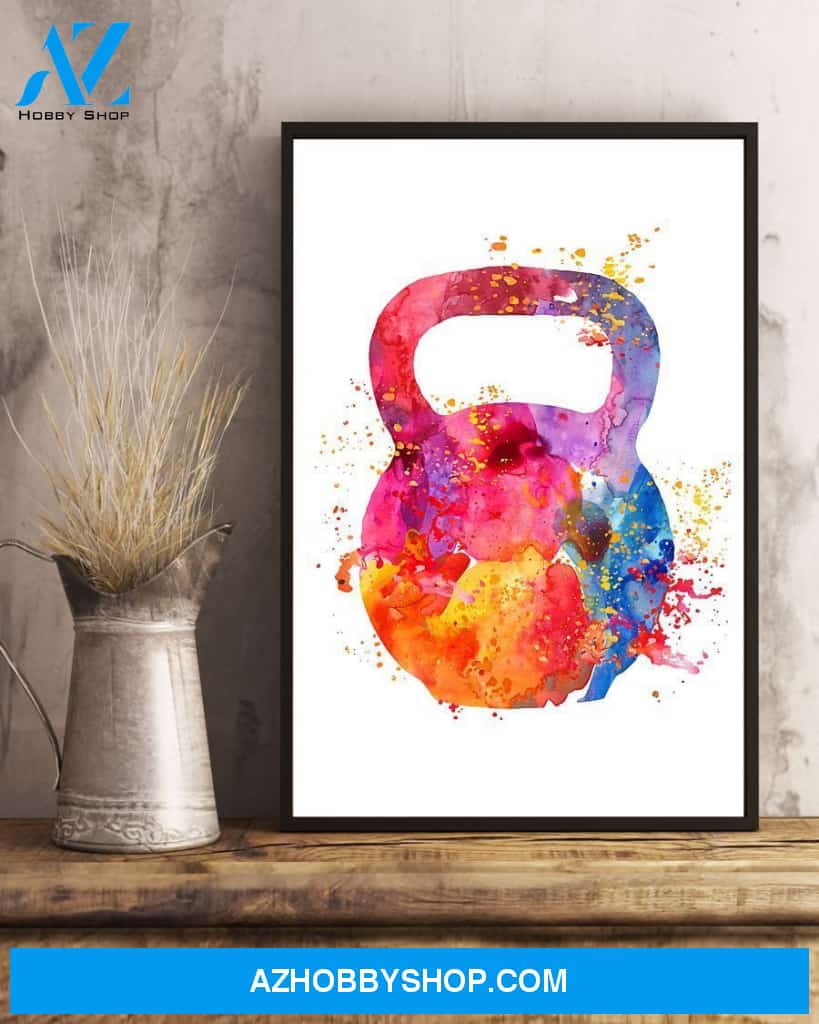 Fitness Kettle Bell Vertical Art Canvas, Wall Decor Visual Art