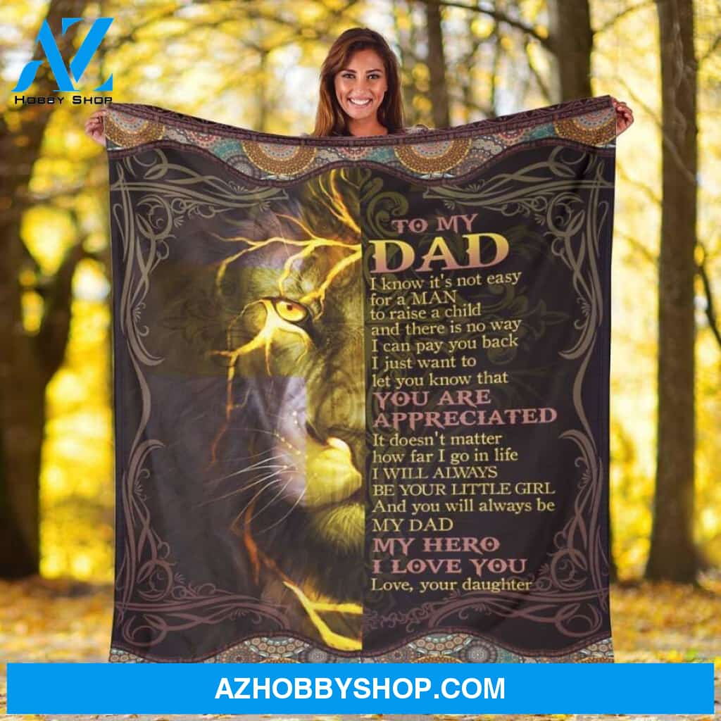 Fleece Blanket To My Dad Lion Fleece Blanket Father Fleece Blanket, Biological Father Of Fleece Blanket, Father Fleece Blanket Christmas Gift Ideas
