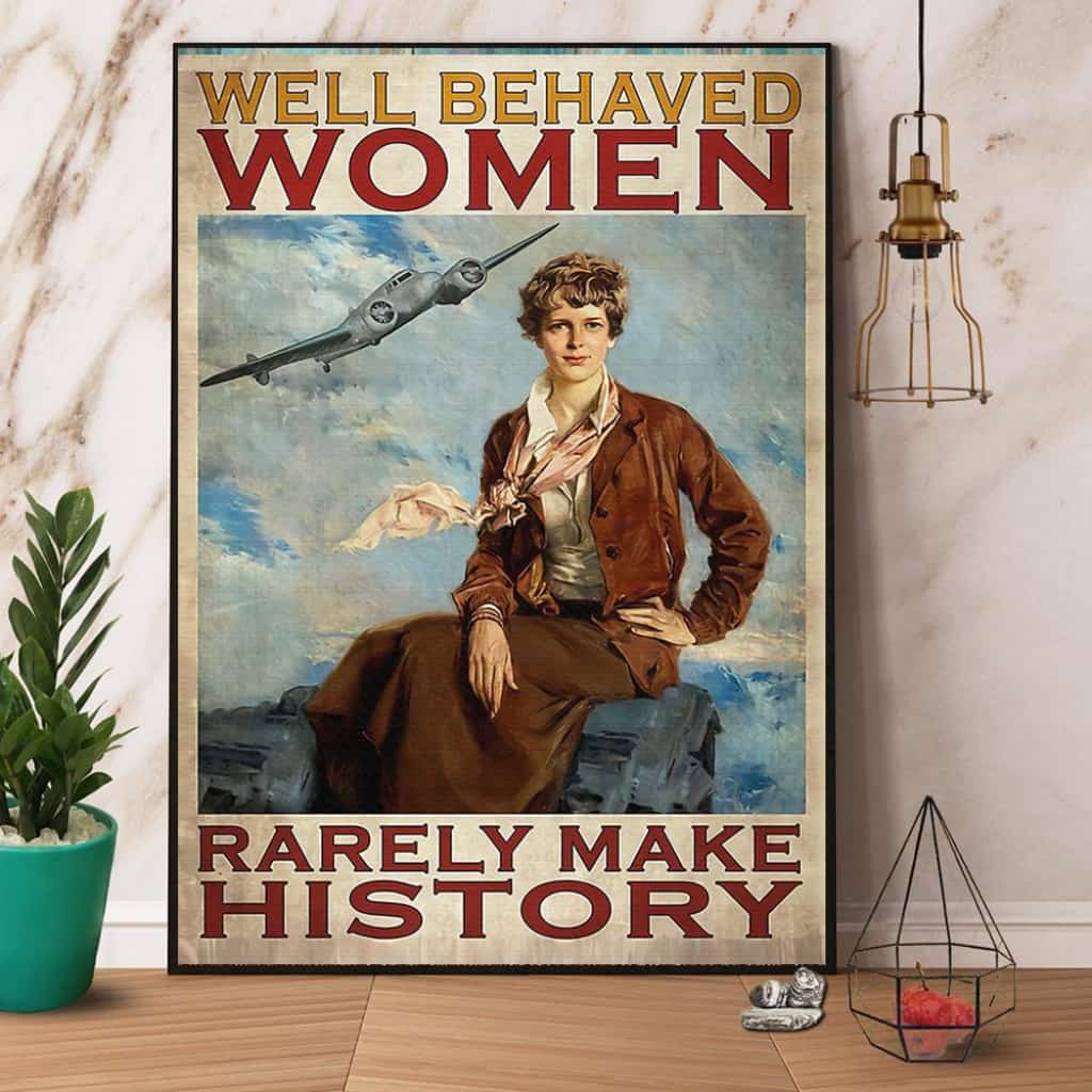 Flight Attendant Well Behaved Women Rarely Make History Paper Poster No Frame Matte Canvas Wall Decor