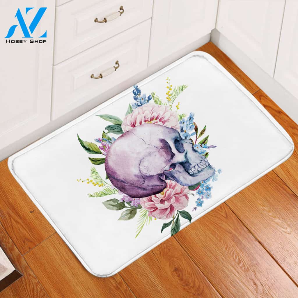 Floral Skull Door Mat