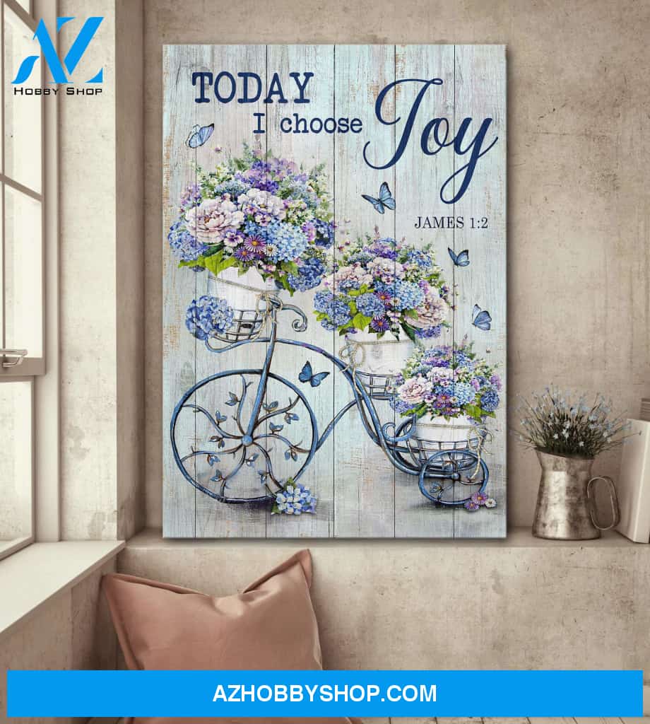 Flower bicycle - Today I choose joy - Jesus Portrait Canvas Prints, Wall Art