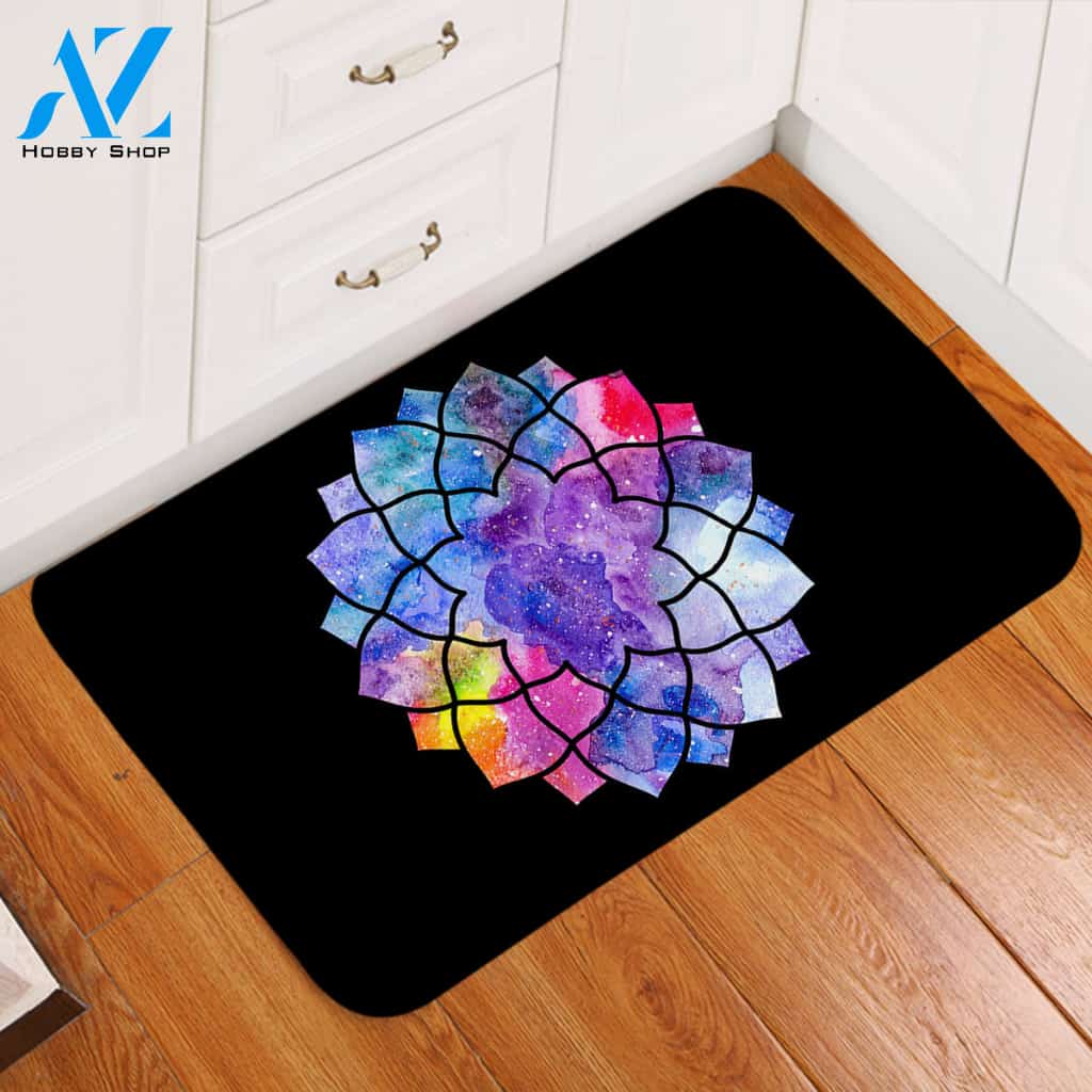 Flower Motif Nebula Door Mat