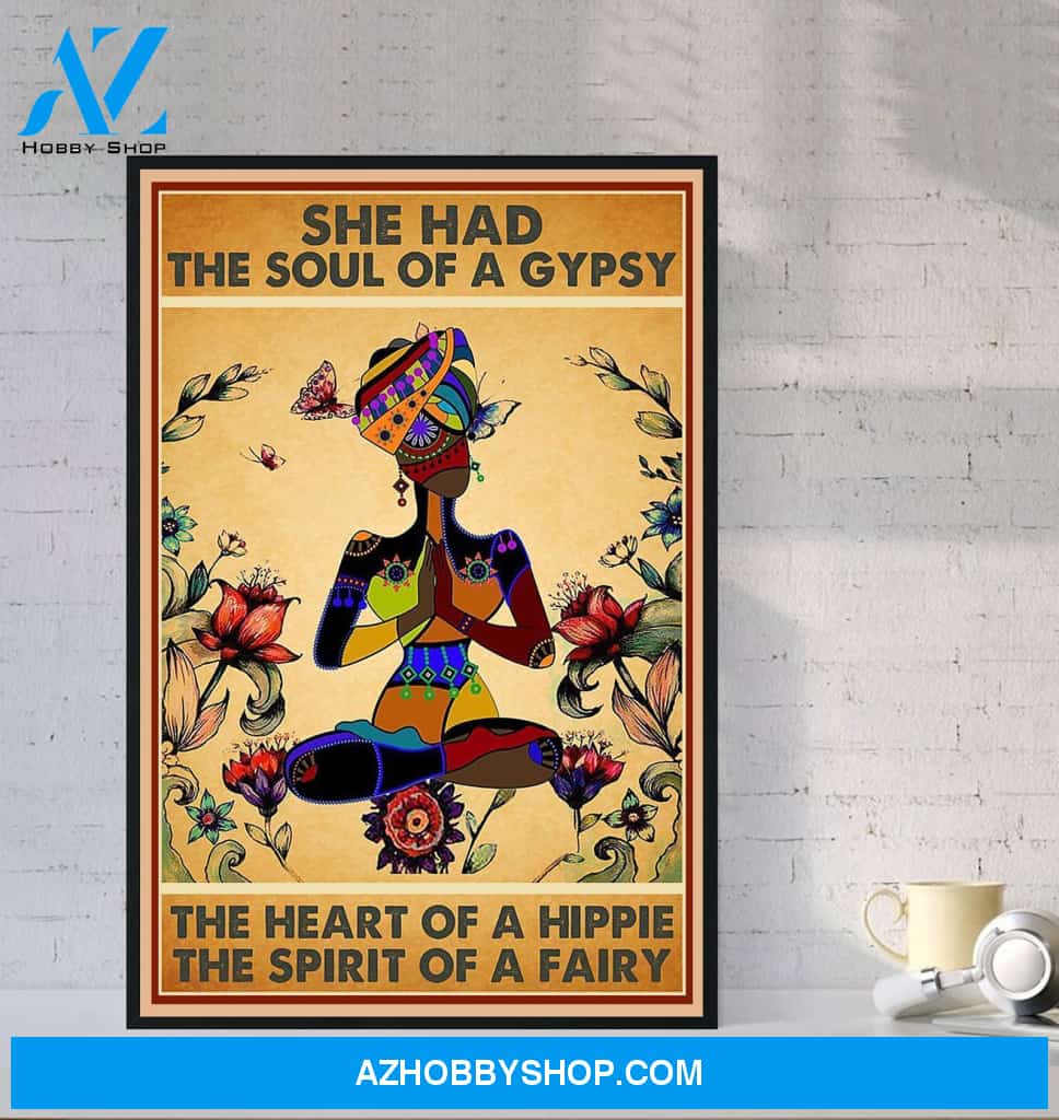 Flower Yoga Girl The Soul Of A Gypsy The He Of A Hippie The Spirit Of A Fairy Yoga Lovers Yoga Girl Canvas And Poster, Wall Decor Visual Art