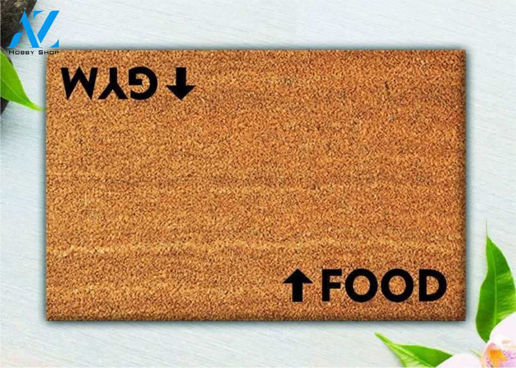 Food Gym - Fitness Doormat Welcome Mat House Warming Gift Home Decor Funny Doormat Gift Idea