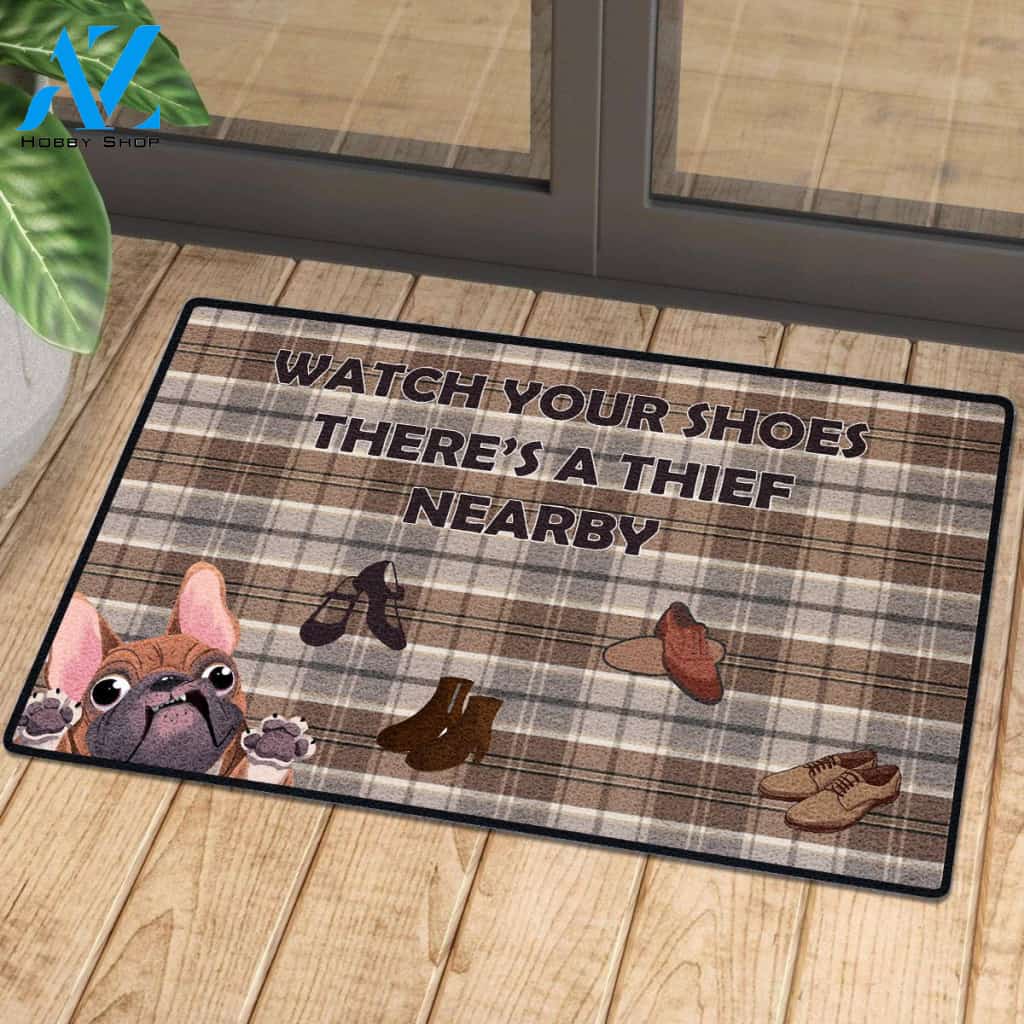 French Bulldog Loves Shoes 6 | Welcome Mat | House Warming Gift