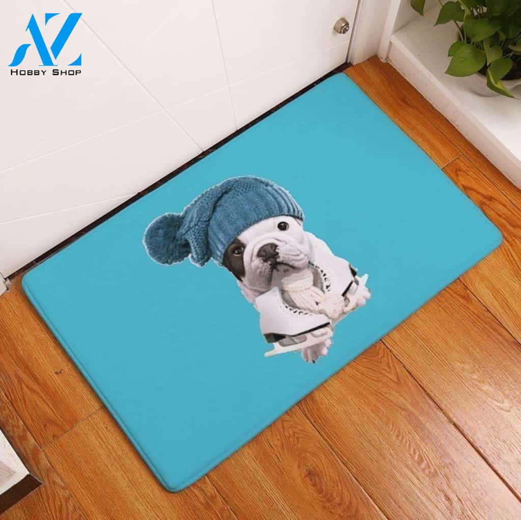 French Bulldog Snowboarding Home Decor Doormat - Welcome Mat - House Warming Gift