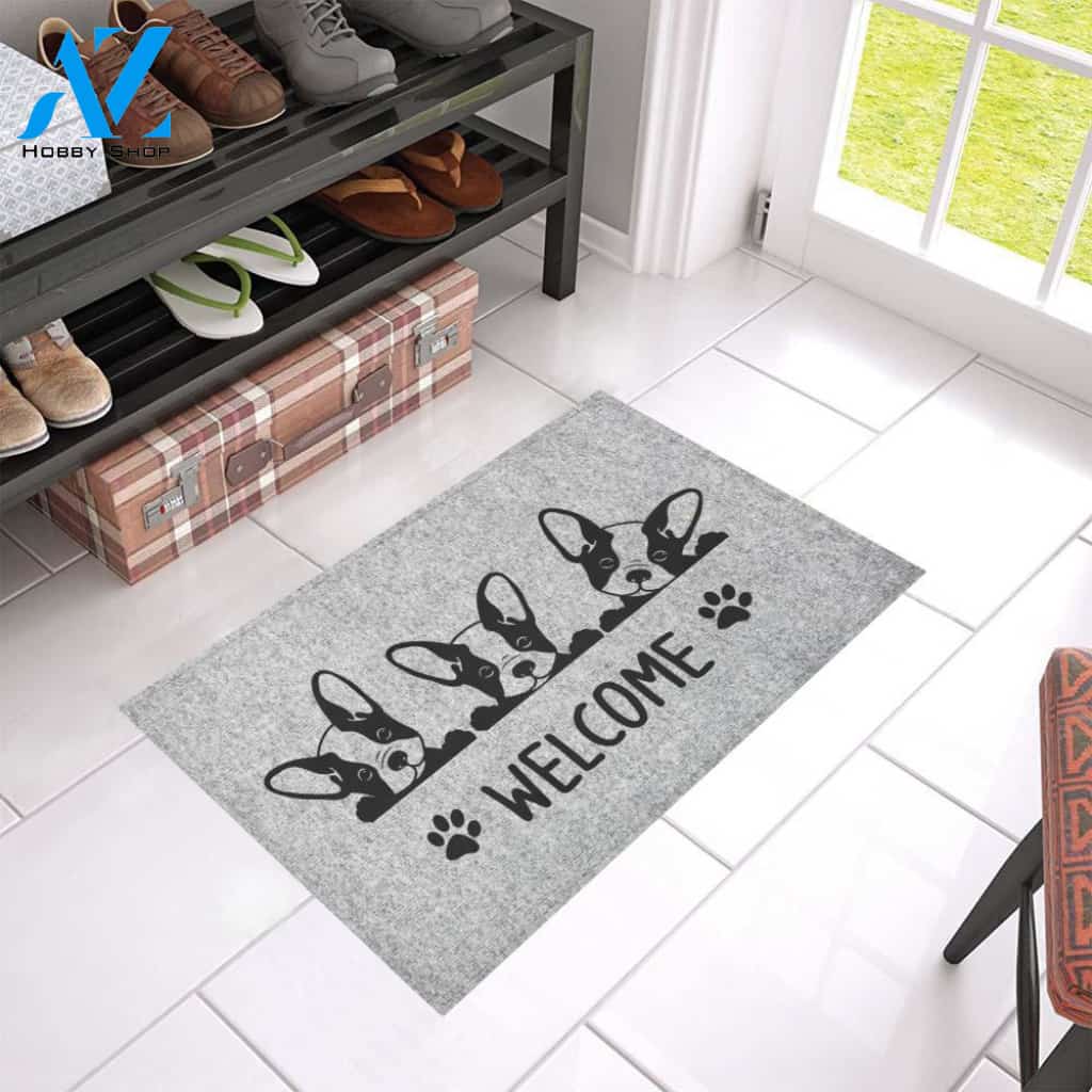 French Bulldog Welcome Doormat Indoor And Outdoor Mat Entrance Rug Sweet Home Decor Housewarming Gift Gift For Friend Family Stem Feminist