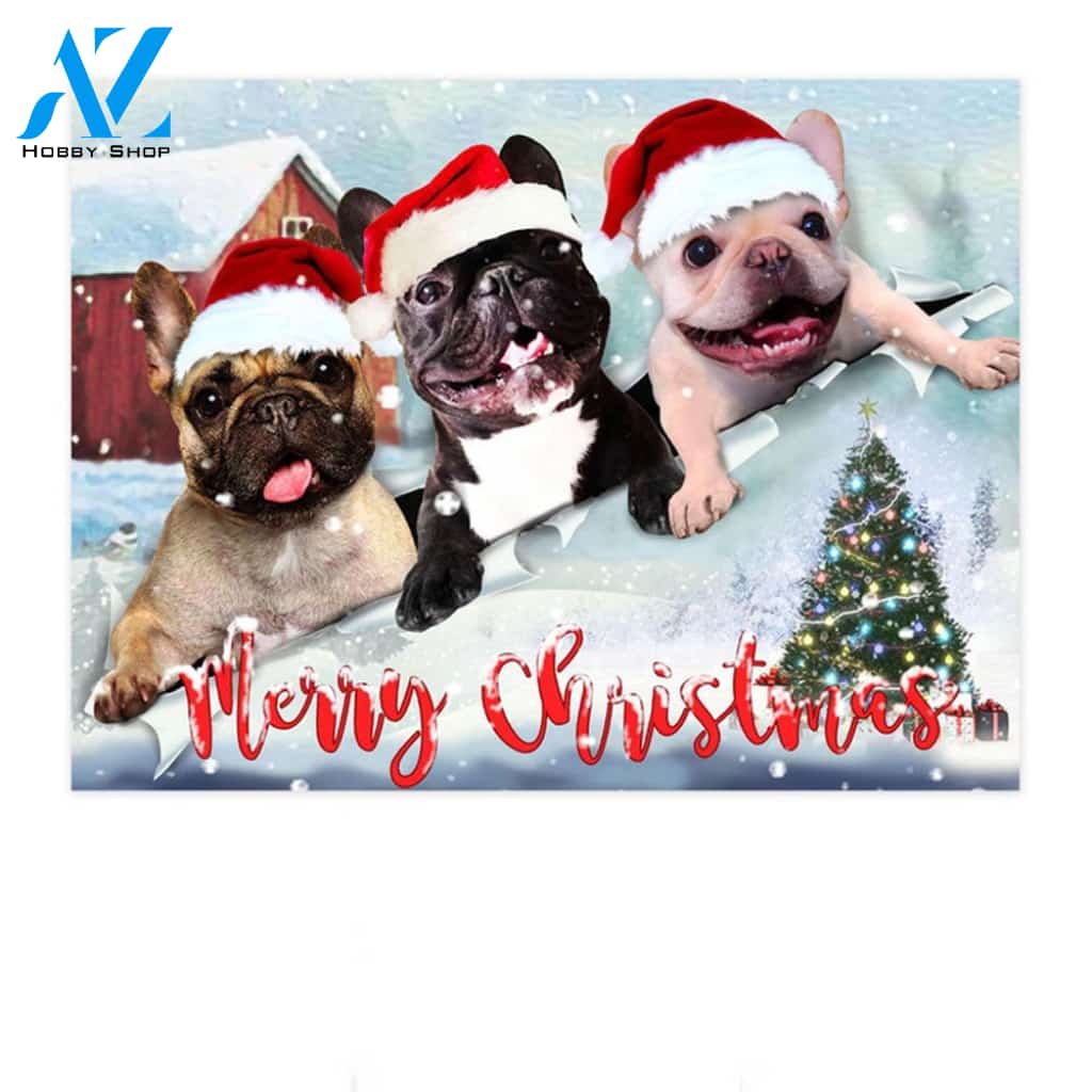 Frenchie Merry Christmas Doormat Christmas Decoration Doormat Welcome Mat Housewarming Home Decor Gift For Dog Lovers Funny Doormat Gift Idea