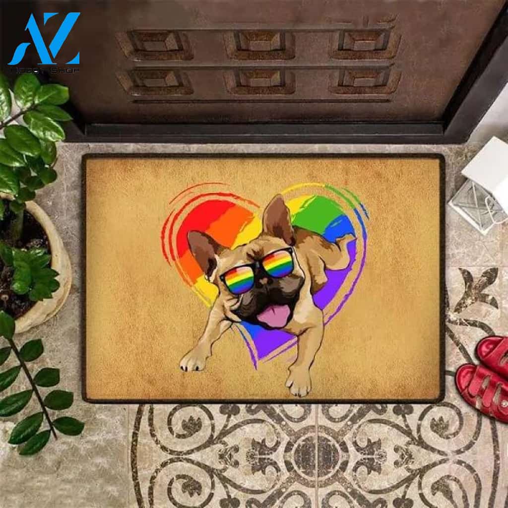Frenchie Pride Cute Gay Pride Decor LGBT Doormat