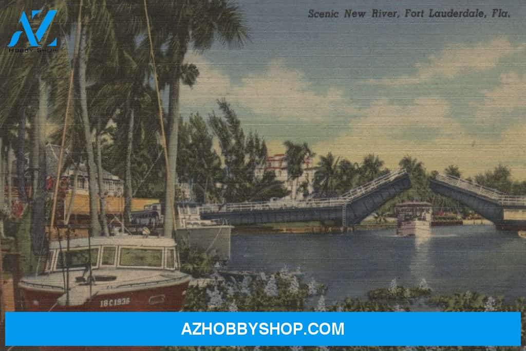 Ft. Lauderdale Florida - Scenic New River - Vintage Poster