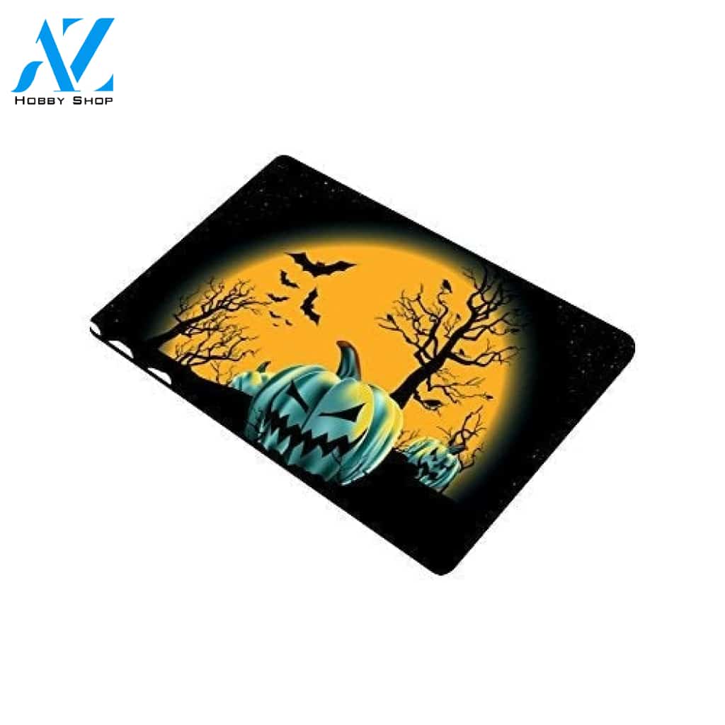 Full Moon Night Pumpkins Halloween Doormat Indoor and Outdoor Mat Entrance Rug Funny Home Decor Closing Gift Gift for Friend Idea