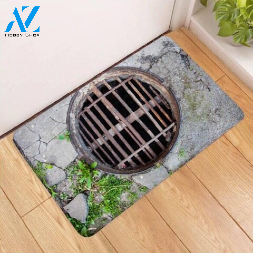Funny 3D Manhole Traps Door Indoor And Outdoor Doormat Gift For Friend Family Decor Warm House Gift Welcome Mat 1