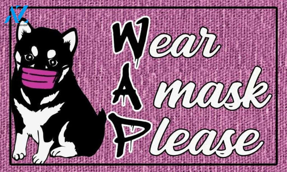 Funny Akita Dog Wear A Mask Please Doormat Welcome Mat House Warming Gift Home Decor Gift for Dog Lovers Funny Doormat Gift Idea
