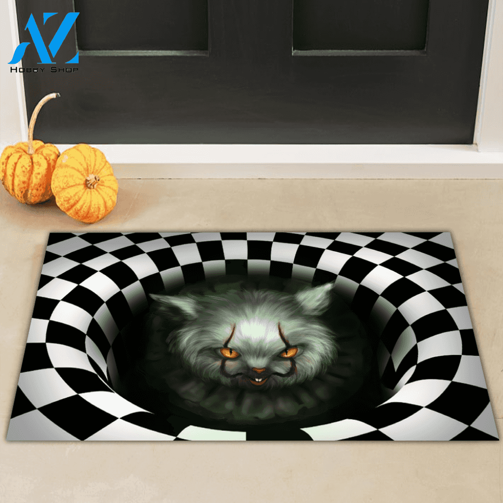 Funny Cat IT Illusion Halloween Style 2 - Doormat