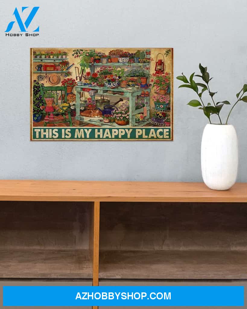 Gardening Happy Place Art Canvas, Wall Decor Visual Art