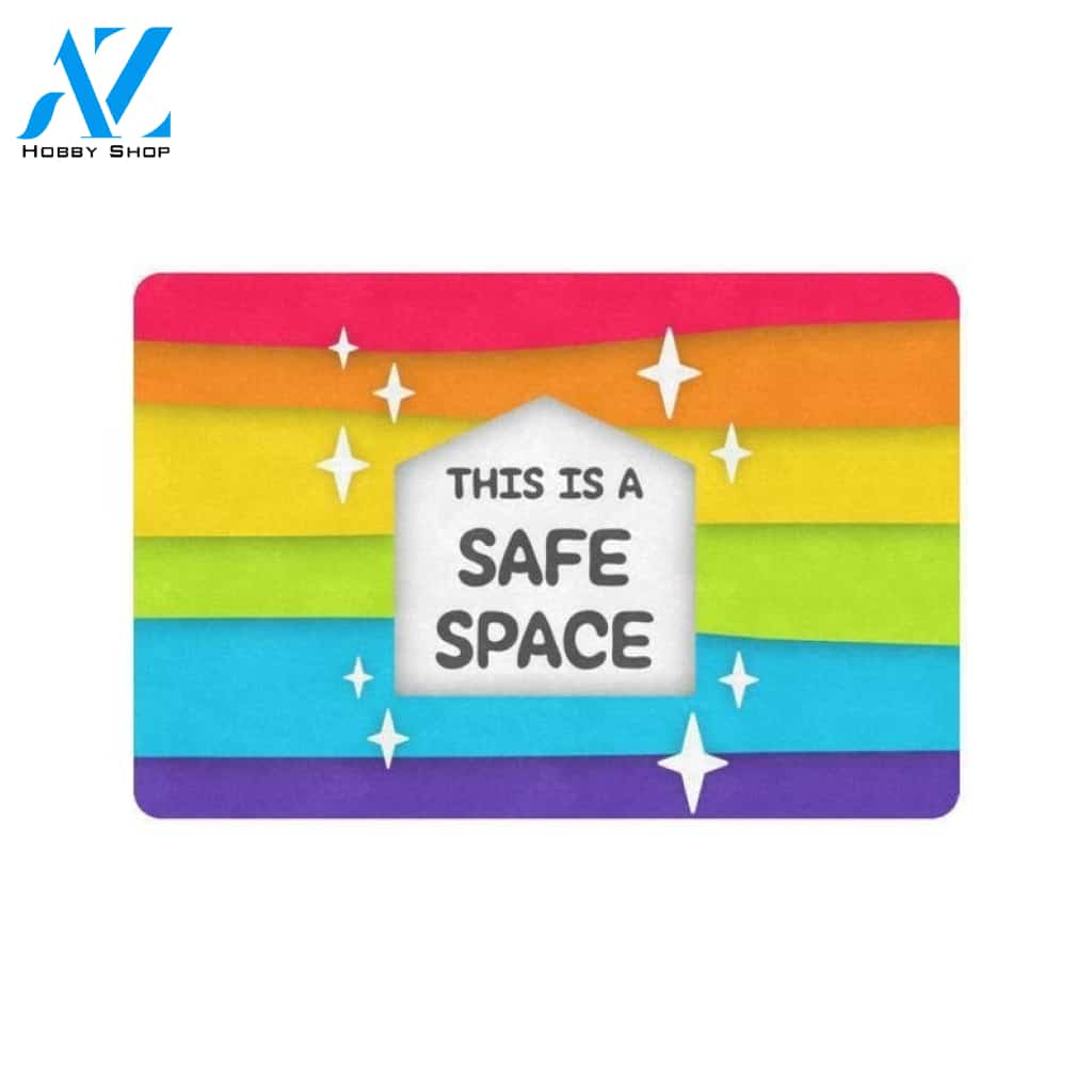 Gay LGBTQ Doormat, This is a safe space, Gay Pride Colors Home Welcome Door Mat, Gay Housewarming Gift, LGBT House Moving, Gay Wedding Gift