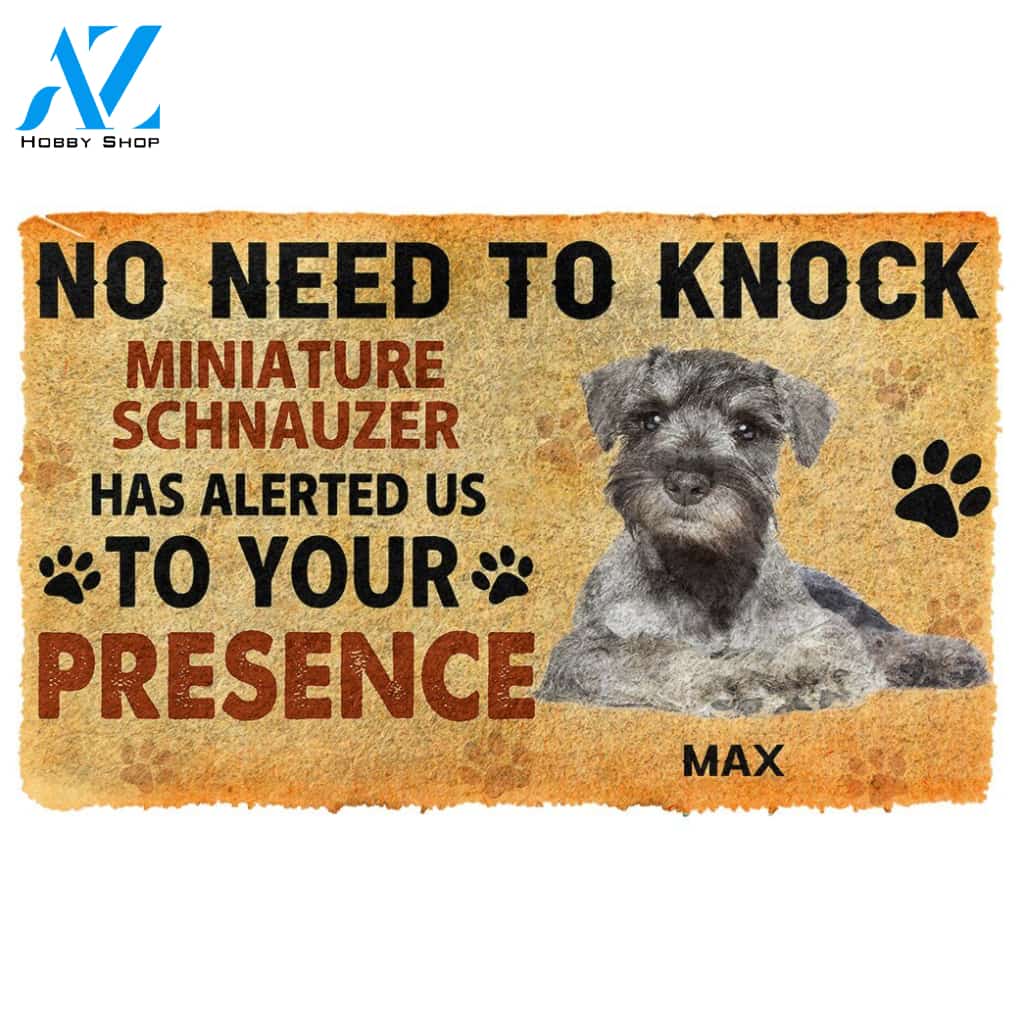 Gearhumans Gearhuman 3D No Need To Knock Miniature Schnauzer Dog Custom Name Doormat