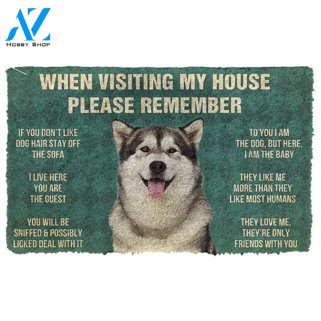 Gearhumans GearHuman 3D Please Remember Alaskan Malamute Dogs House Rules Custom Doormat