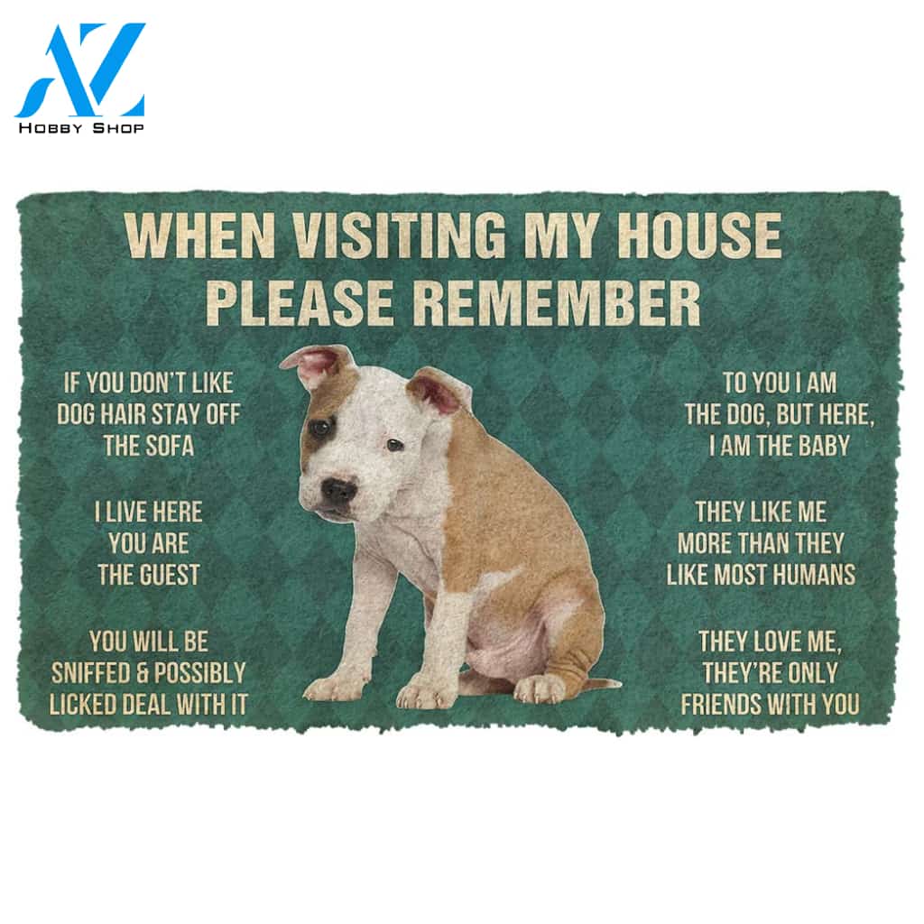 Gearhumans Gearhuman 3D Please Remember American Staffordshire Terrier Puppy Dogs House Rules Custom Doormat
