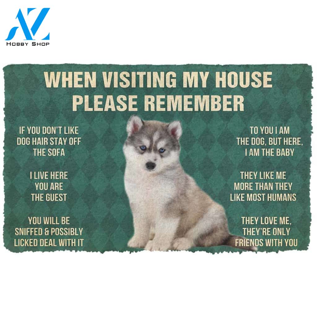 Gearhumans Gearhuman 3D Please Remember Husky Puppy Dogs House Rules Custom Doormat