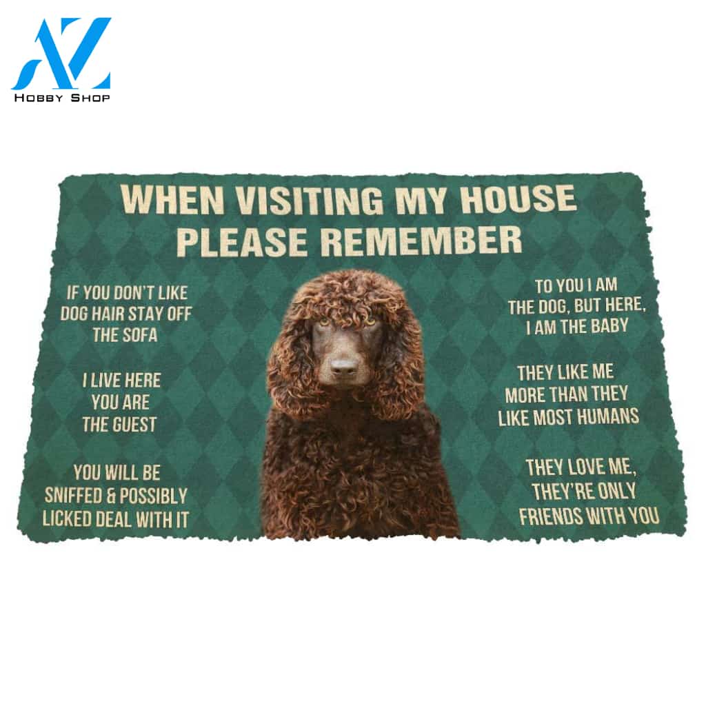 Gearhumans Gearhuman 3D Please Remember Irish Water Spaniel Dogs House Rules Custom Doormat