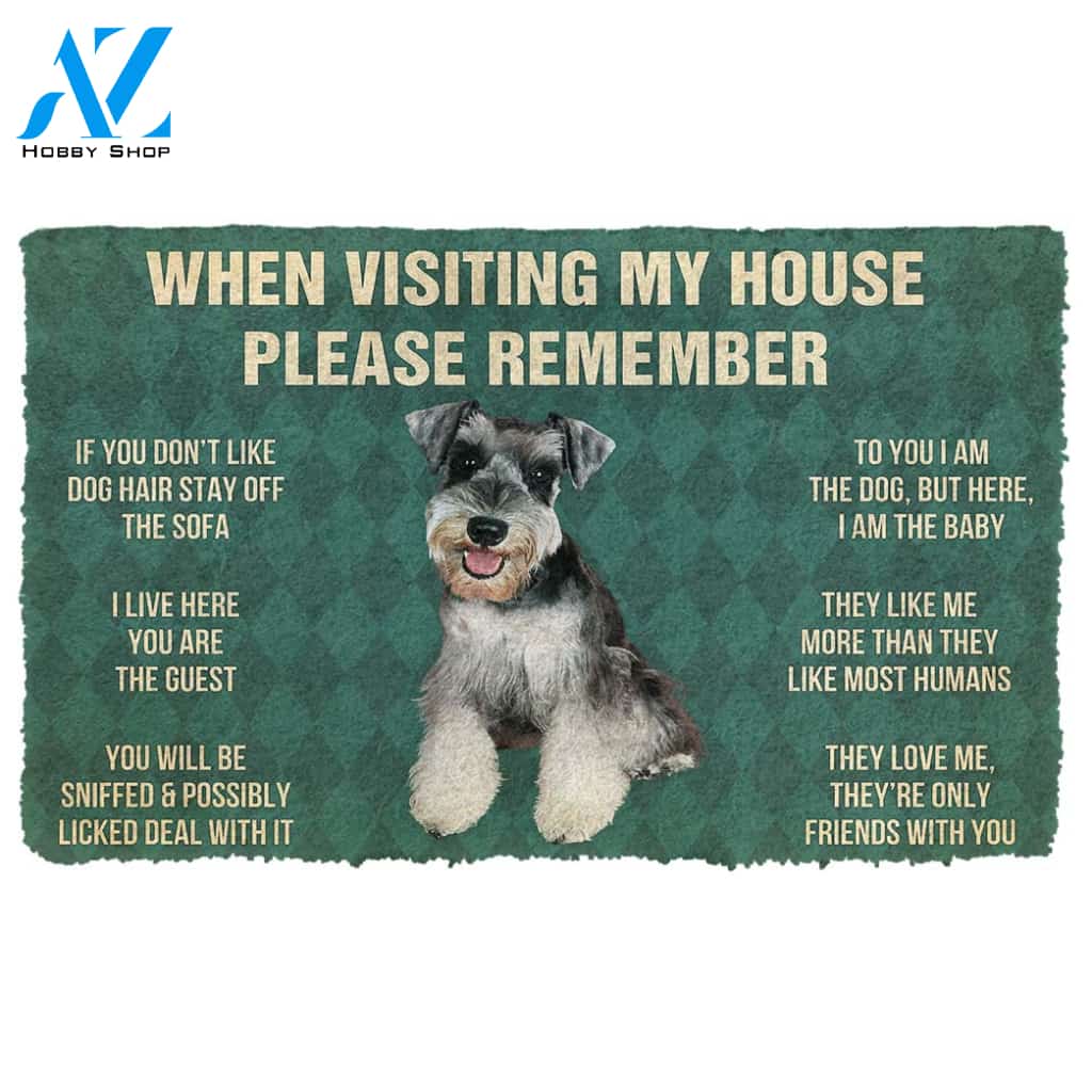 Gearhumans Gearhuman 3D Please Remember Miniature Schnauzer Puppy Dogs House Rules Custom Doormat