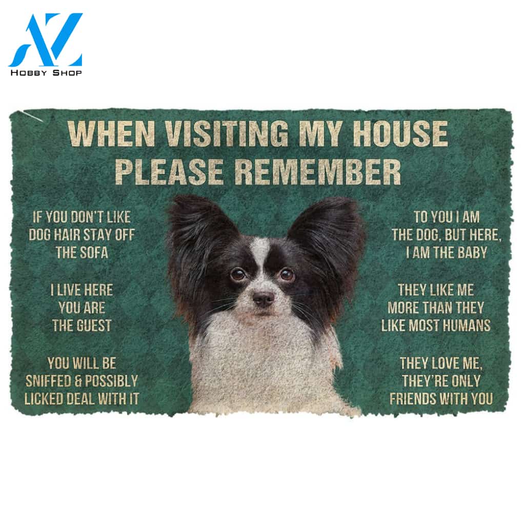 Gearhumans GearHuman 3D Please Remember Papillon Dogs House Rules Doormat