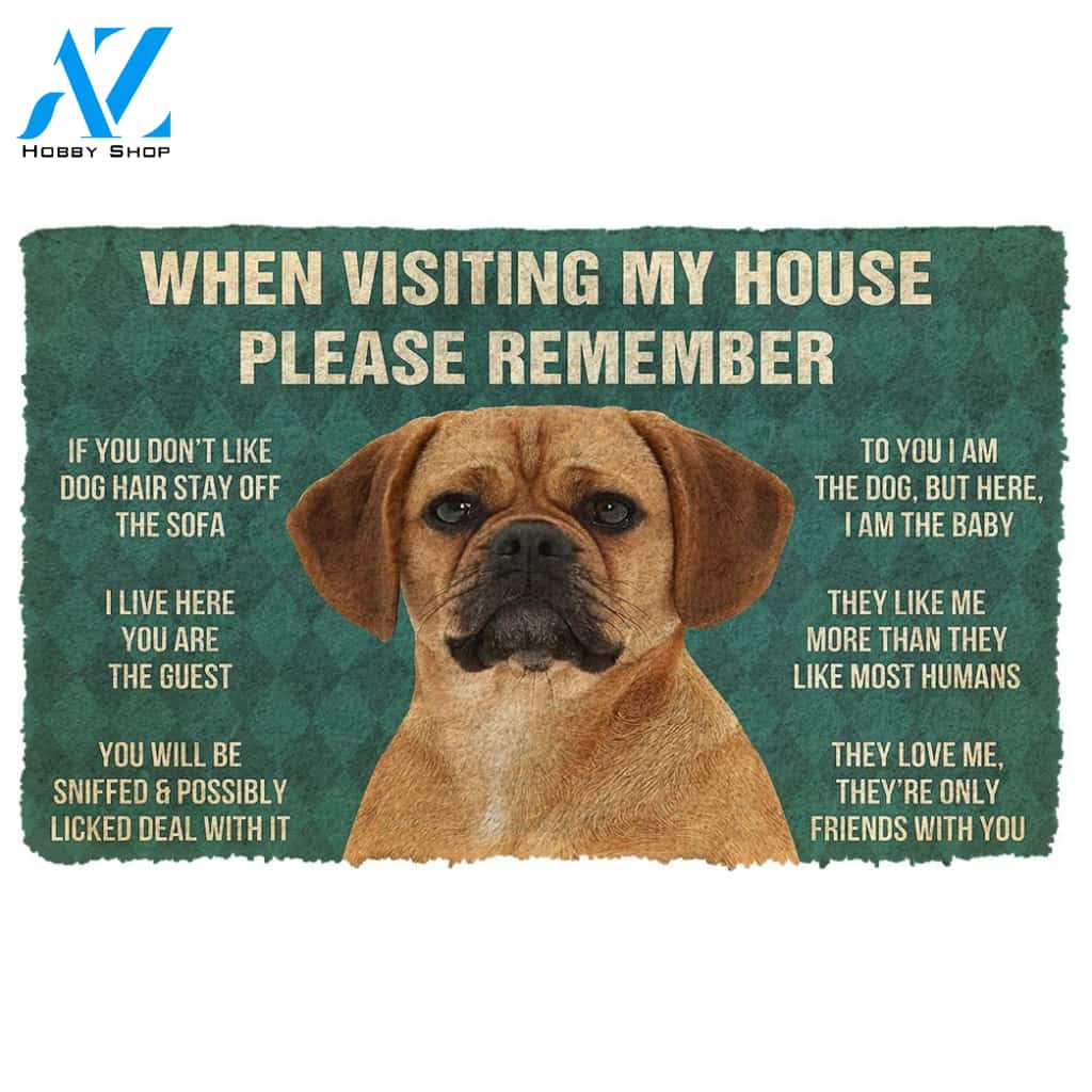 Gearhumans GearHuman 3D Please Remember Puggle Dogs House Rules Doormat