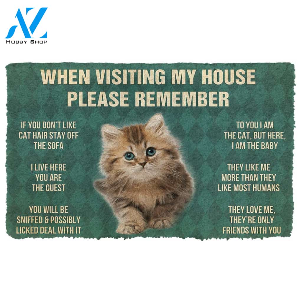 Gearhumans Gearhuman 3D Please Remember Siberian Maine Kitten Cats House Rules Custom Doormat