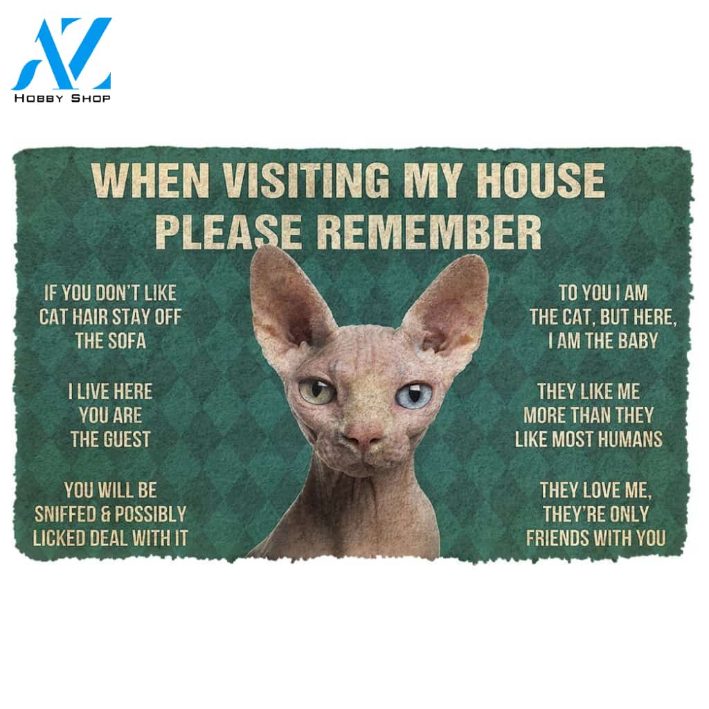Gearhumans GearHuman 3D Please Remember Sphynx Cat House Rules Doormat