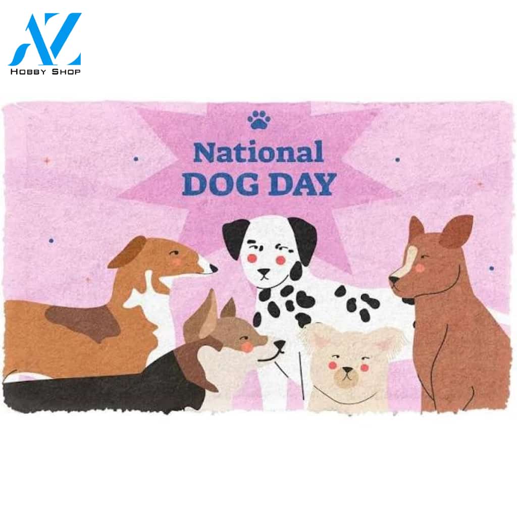 Gearhumans National Dog Day Custom Doormat Welcome Mat House Warming Gift Home Decor Funny Doormat Gift Idea