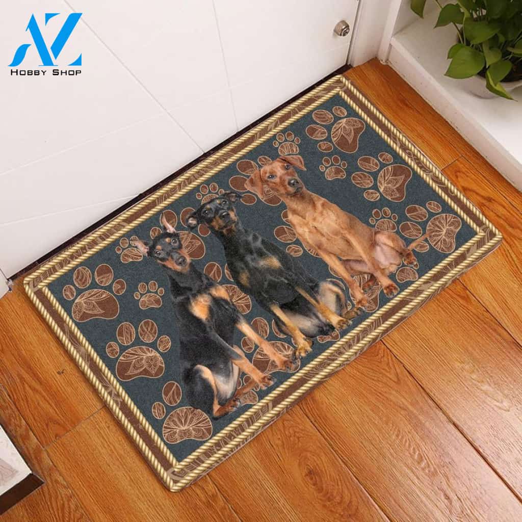 German Pinscher Flower Paw Doormat