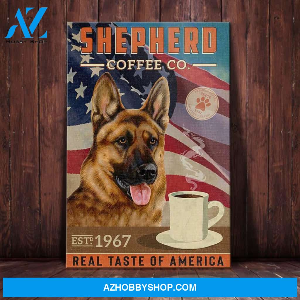 German Shepherd Dog Coffee Company Canvas Wall Art, Wall Decor Visual Art