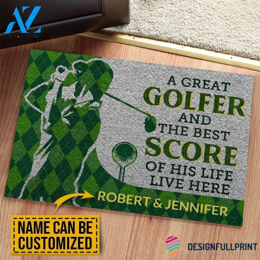 Gift For Golf Lover Personalized A Great Golfer and High Score Doormat LN