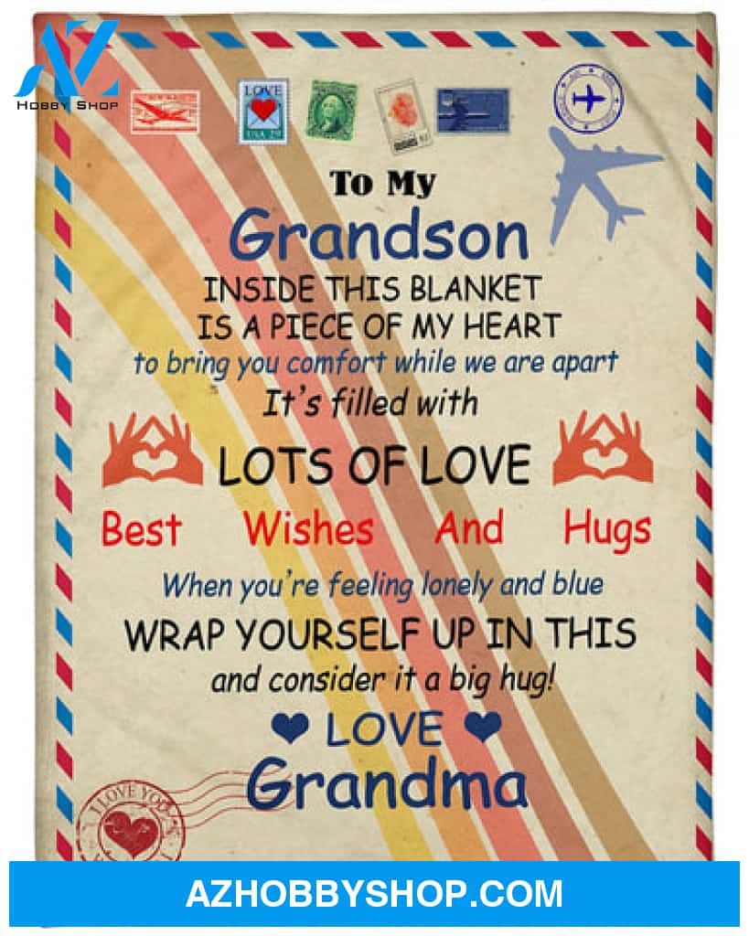 Gift For Grandson Blanket, To My Grandson Best Wishes And Hugs Fleece Blanket