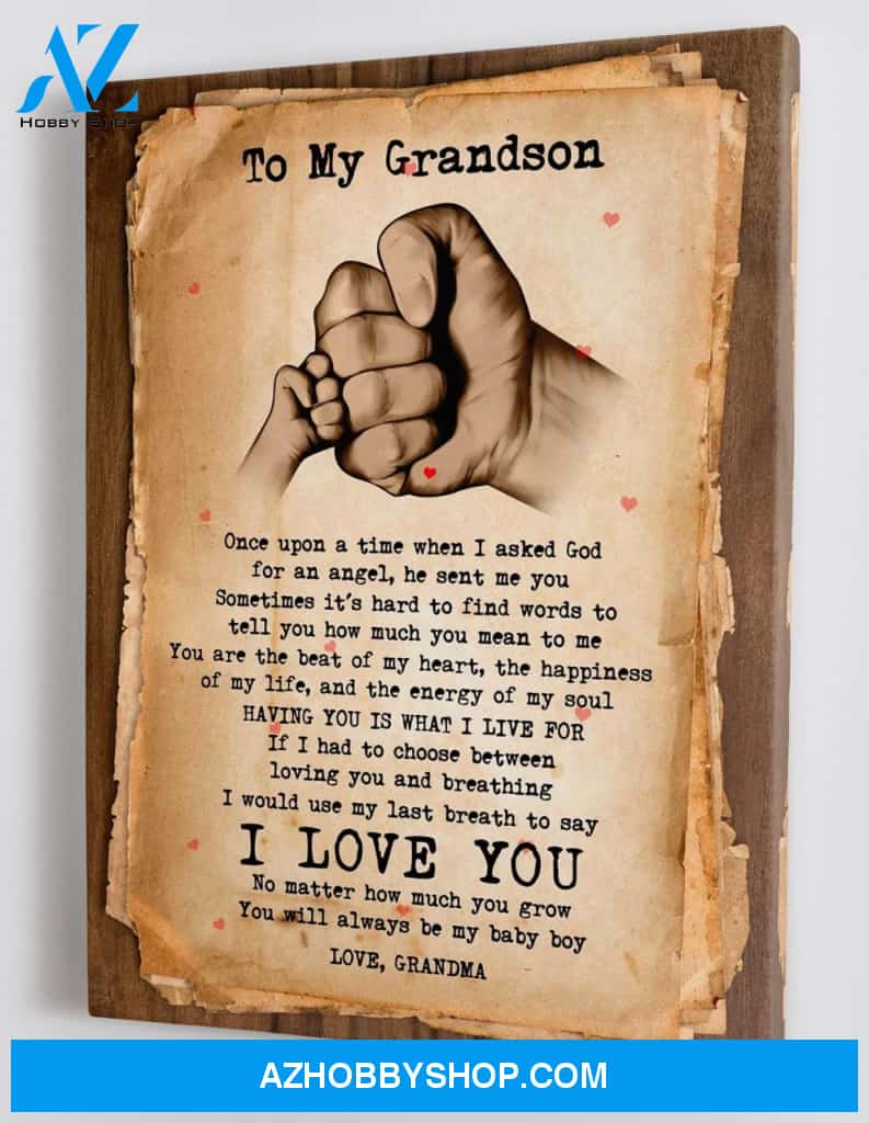 Gift for Grandson from Grandma - Fist Bump - Framed Canvas Gift GMS030