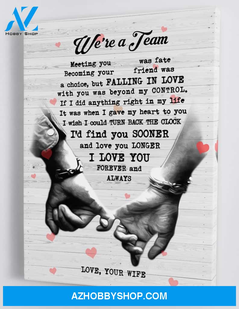 Gift for Husband from Wife - Pinky Promise - We're a Team - Framed Canvas Gift WH015