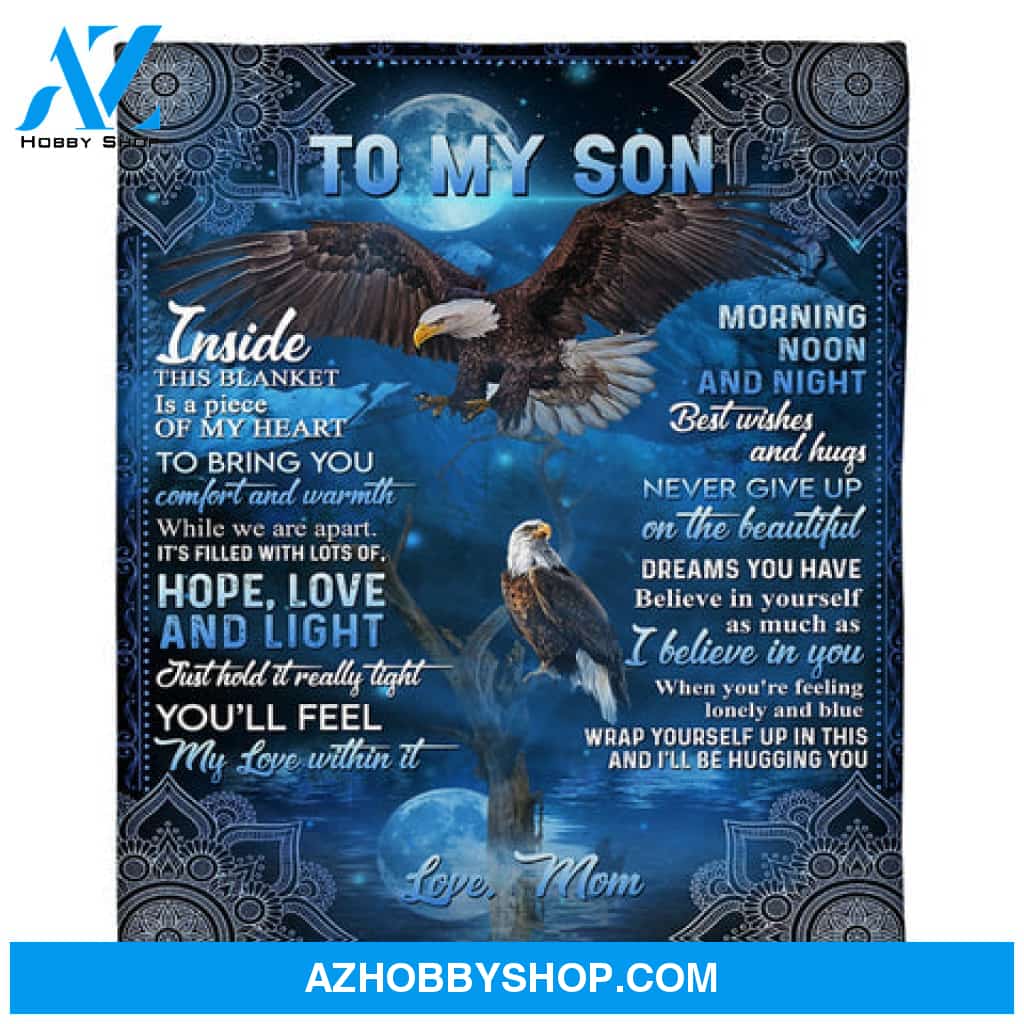 Gift For Son Blanket, To My Son Flying Eagle Fleece Blanket