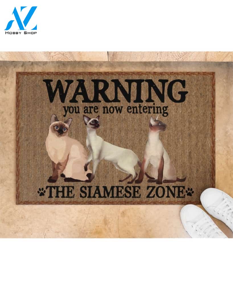 Giftcustom Warning - The Siamese Zone Door Indoor And Outdoor Doormat Warm House Homefarm Decor Gift Welcome Mat Gift For Siamese Cat Lover