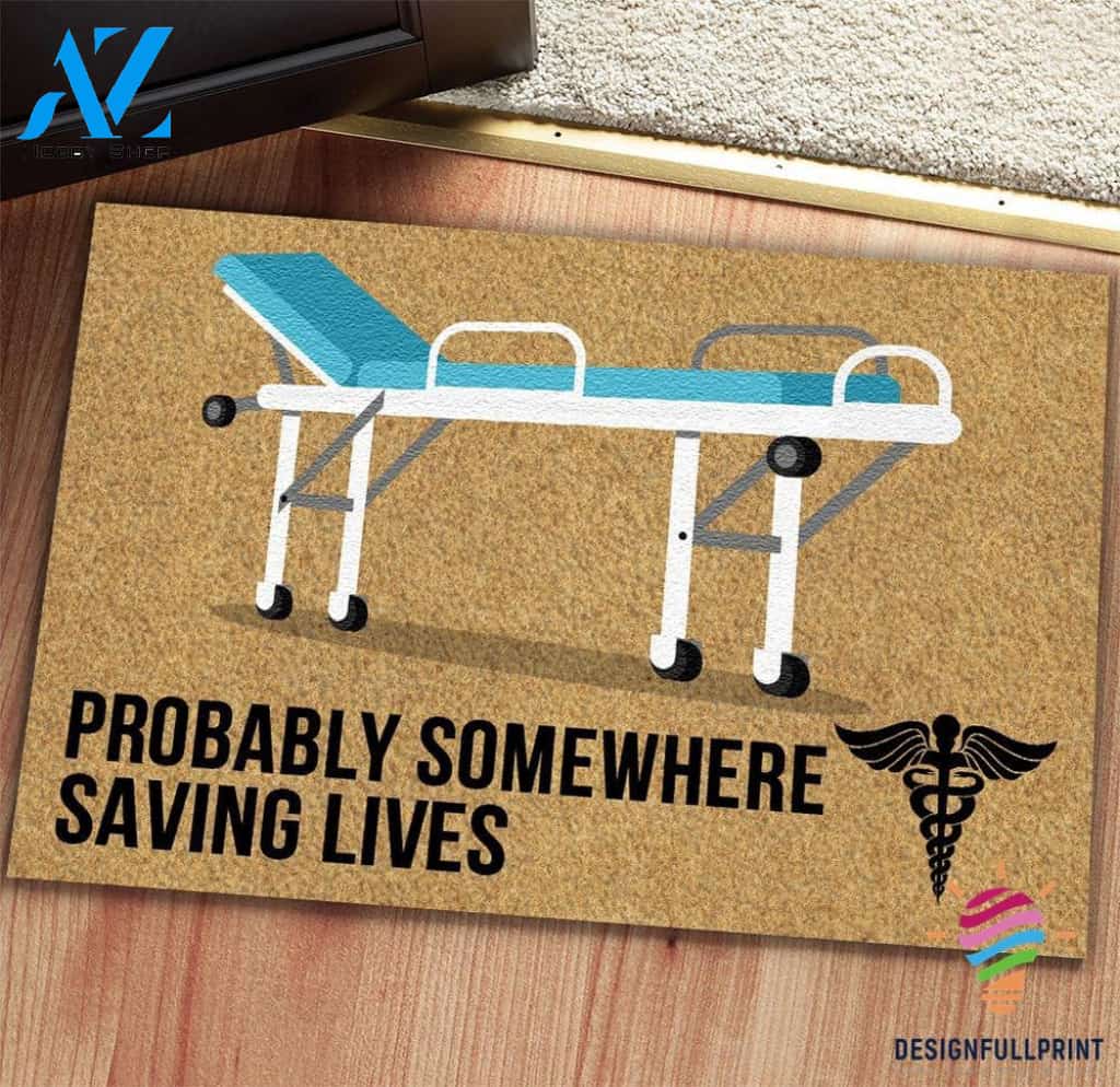 Gifts For Nurses Probably Somewhere Saving Lives Nurse Symbol Doormat NHD