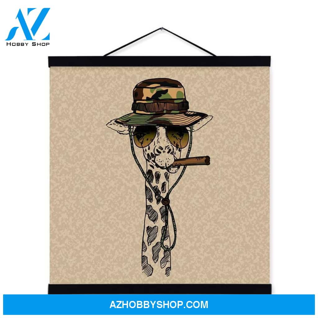 Giraffe Face Gentleman Animal Portrait Hippie Military A4 Print Picture Poster Scroll Home Full Hd Personalized Customized Canvas Art Wall Art Wall Decor