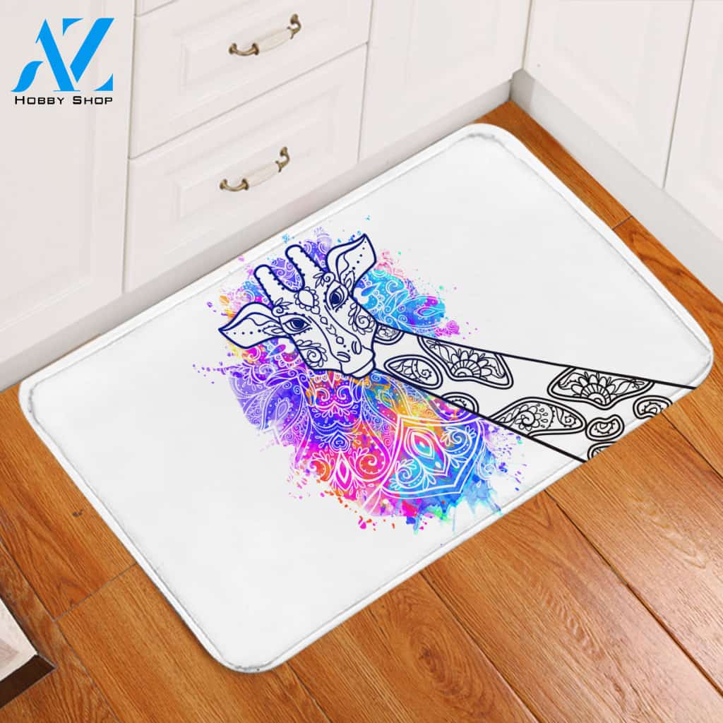 Giraffe Peek Door Mat