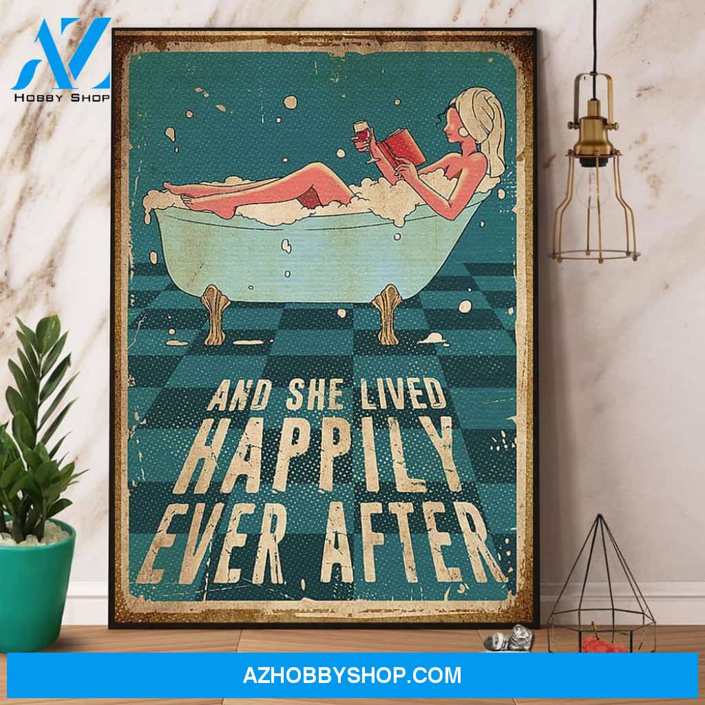 Girl Reads Book And She Lived Happily Ever After Canvas And Poster, Wall Decor Visual Art