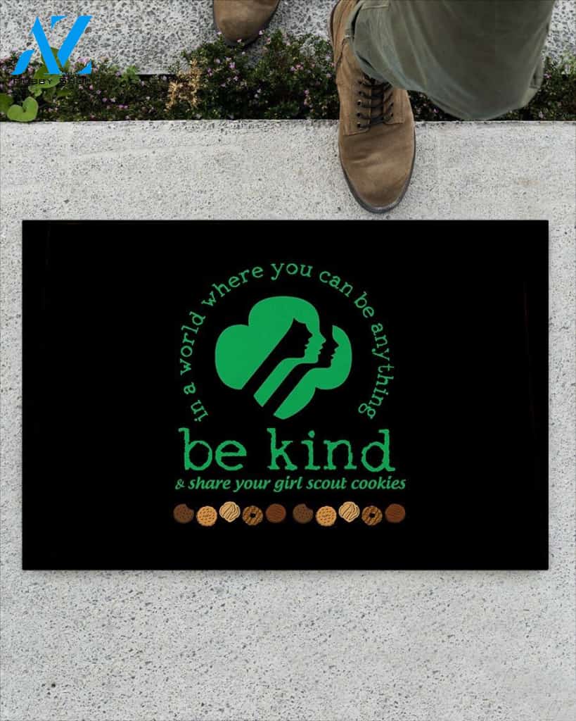 Girl Scout Be Kind & Share Your Girl Scout Cookies Doormat | Welcome Mat | House Warming Gift